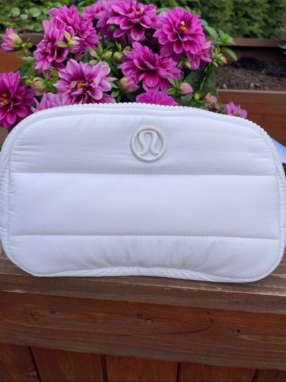 lululemon athletica White Quilted Crossbody Belt Bag with Logo Accent